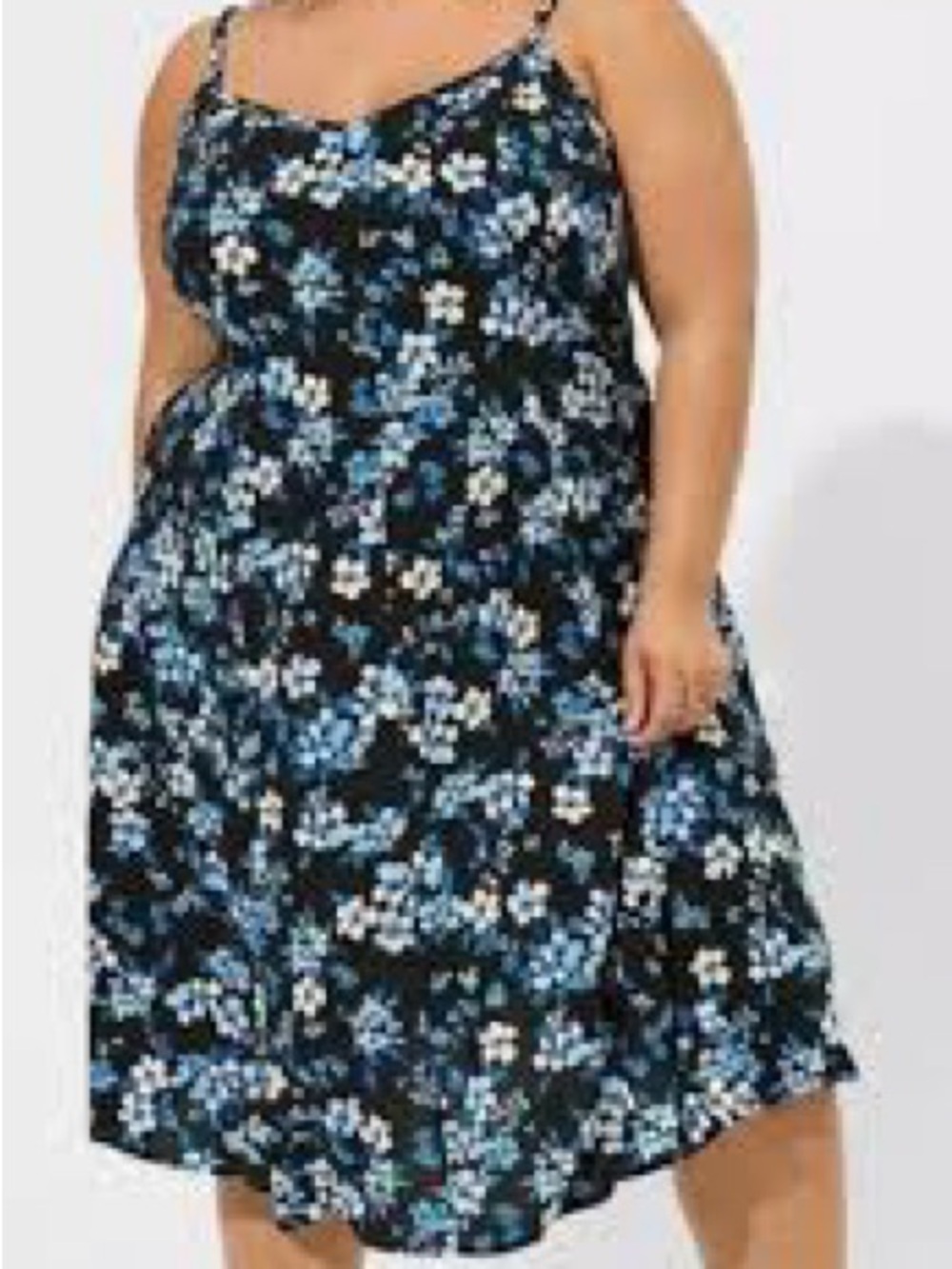 Torrid NWT blue Floral Midi challis Sleeves Trapeze Dress size 3 3X 22-24